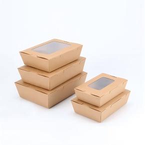 Disposable Kraft Paper Takeaway Lunch Box with Window 